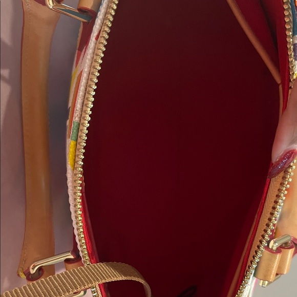 Dooney & Bourke Multicolor Logo Dome Satchel with Tan Handles - Picture 5 of 6